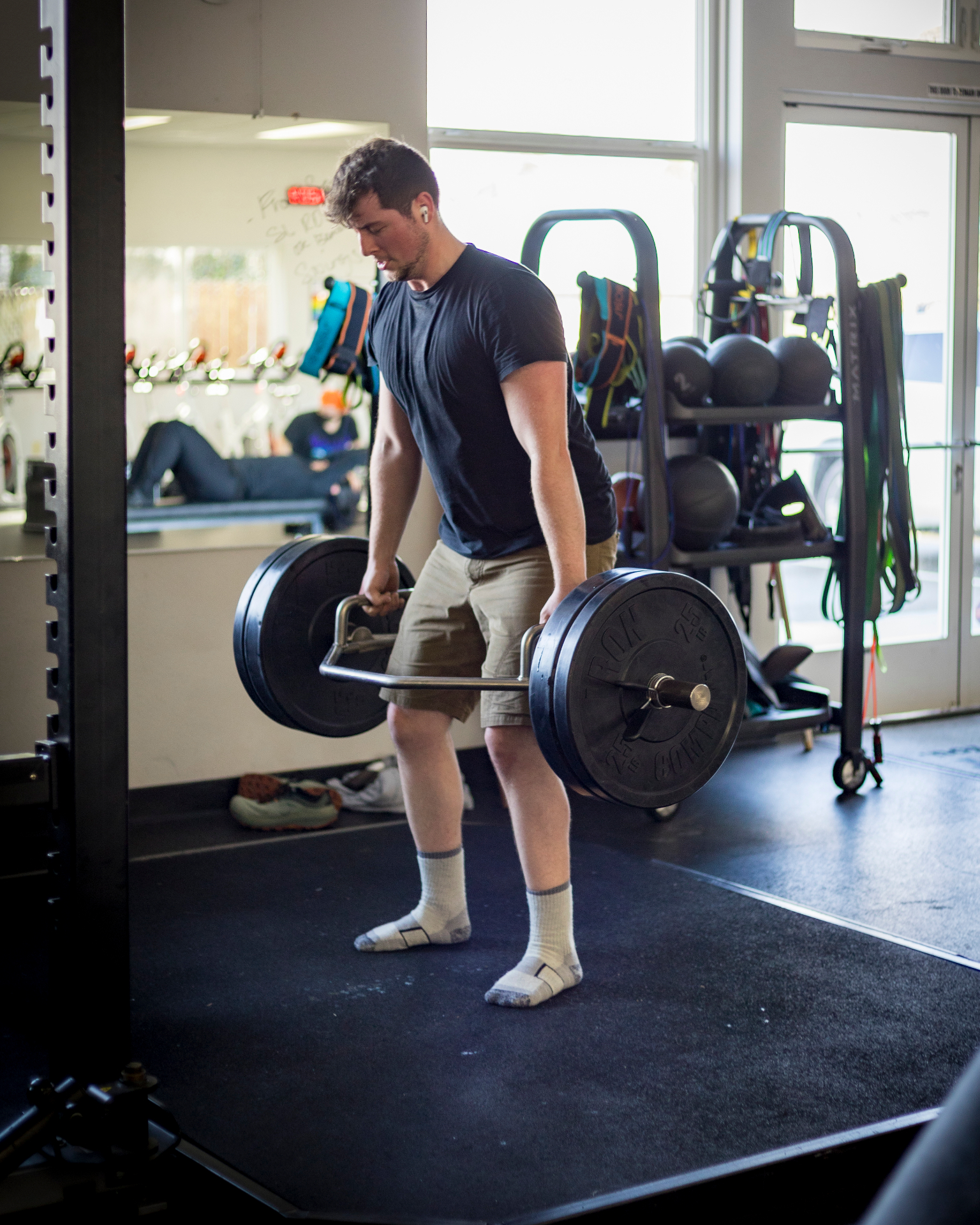 Member training with a trap bar deadlift