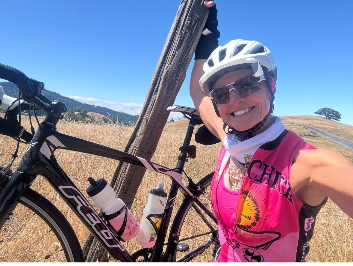 HealthSPORT member on a road ride above Humboldt hills